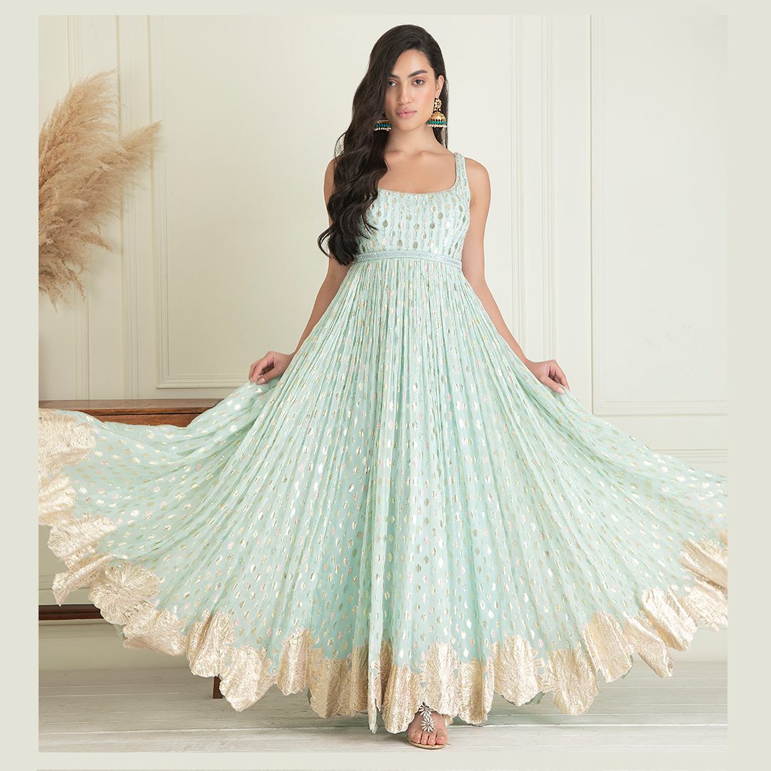 Powder Blue Anarkali Set