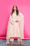 PEACH COTTON LINEN EMBROIDERED KURTA SET