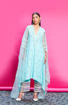 POWDER BLUE COTTON LINEN KURTA SET