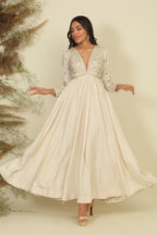Ivory Silk Anarkali Set
