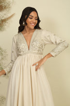 Ivory Silk Anarkali Set