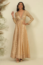 Golden Chanderi Anarkali Set