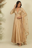 Golden Chanderi Anarkali Set