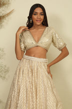 Ivory Chanderi Lehenga Set