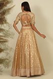 Golden Chanderi Lehenga Set