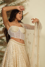 Ivory Chanderi Lehenga Set