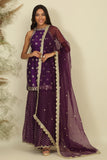 Russian Violet Embroidered Sharara Set