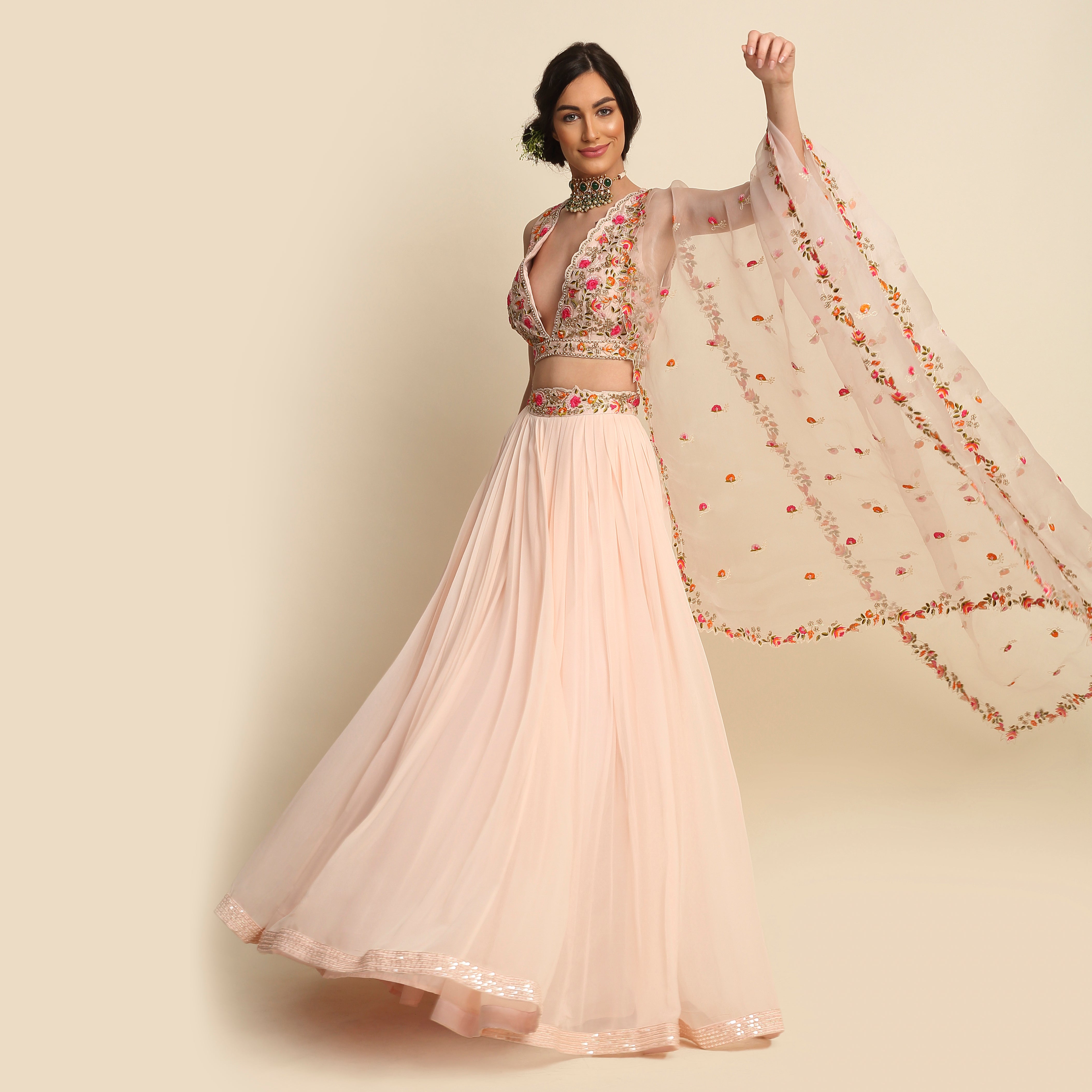 Blush Pink Georgette Lehenga Set