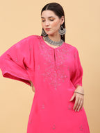 Pink Silk Kaftan Set