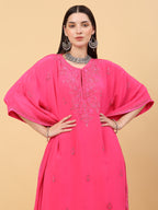 Pink Silk Kaftan Set
