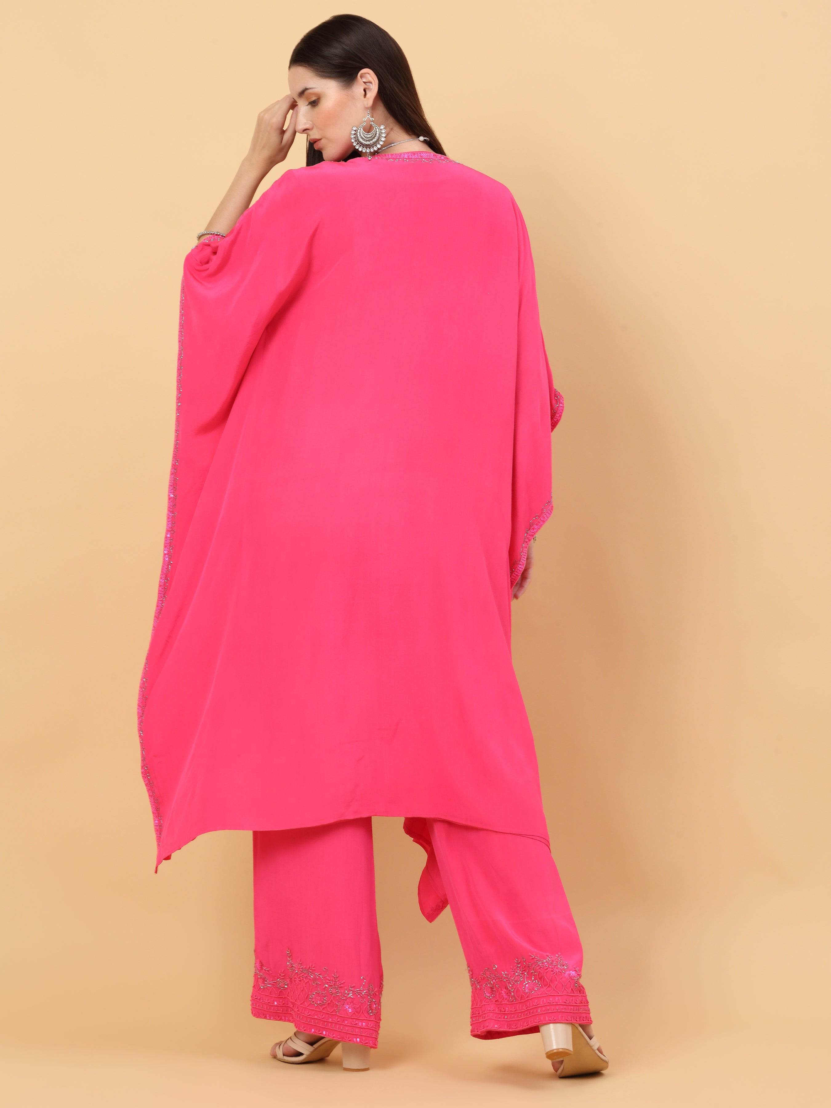 Pink Silk Kaftan Set