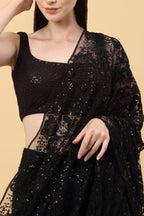 Black Pre Stitched Drape Saree
