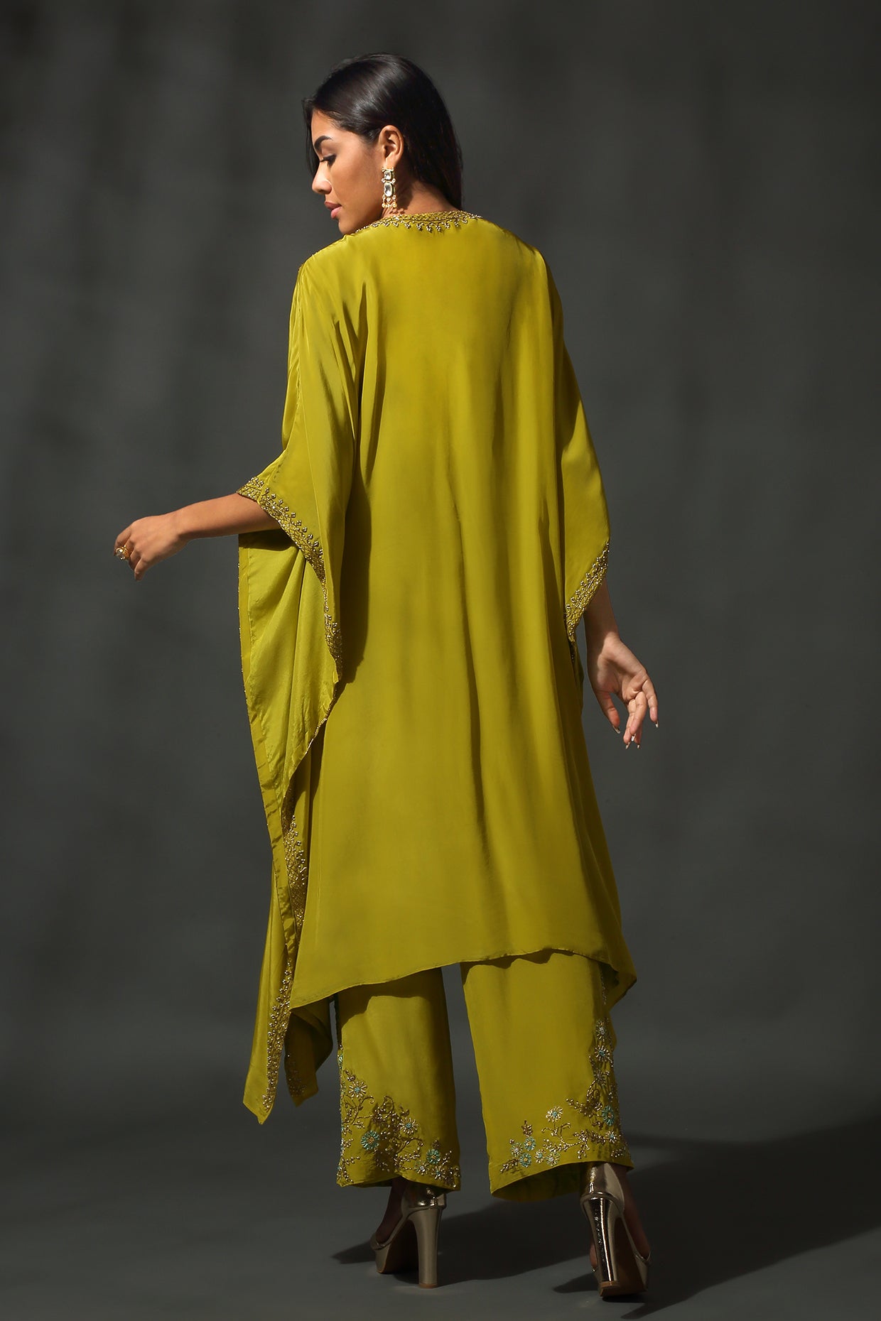 Bright Yelllow Green Kaftan Set
