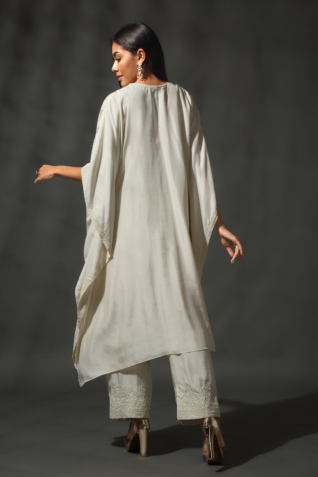 Ivory Silk Kaftan Set