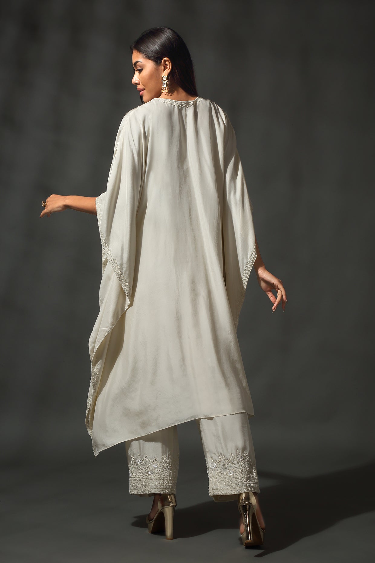 Ivory Silk Kaftan Set