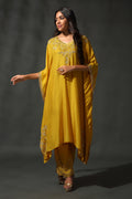 Yellow Silk Kaftan Set