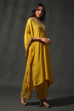 Yellow Silk Kaftan Set