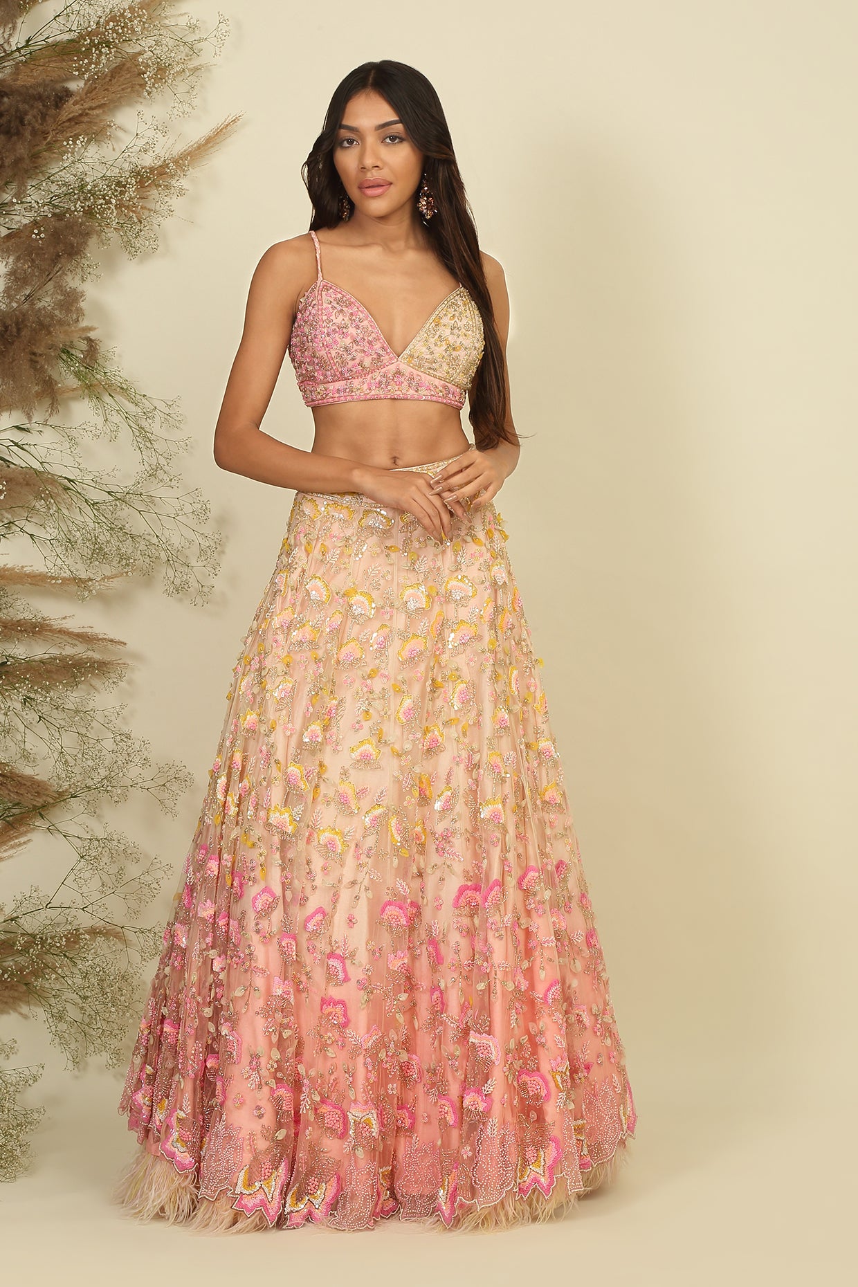 Whispering Petals : The Enchanting Bridal Lehenga