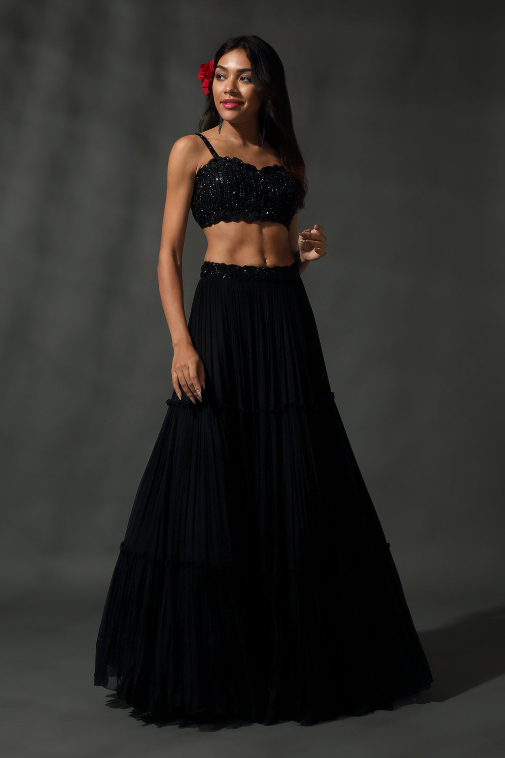 Black Hand Embroidered Lehenga Set