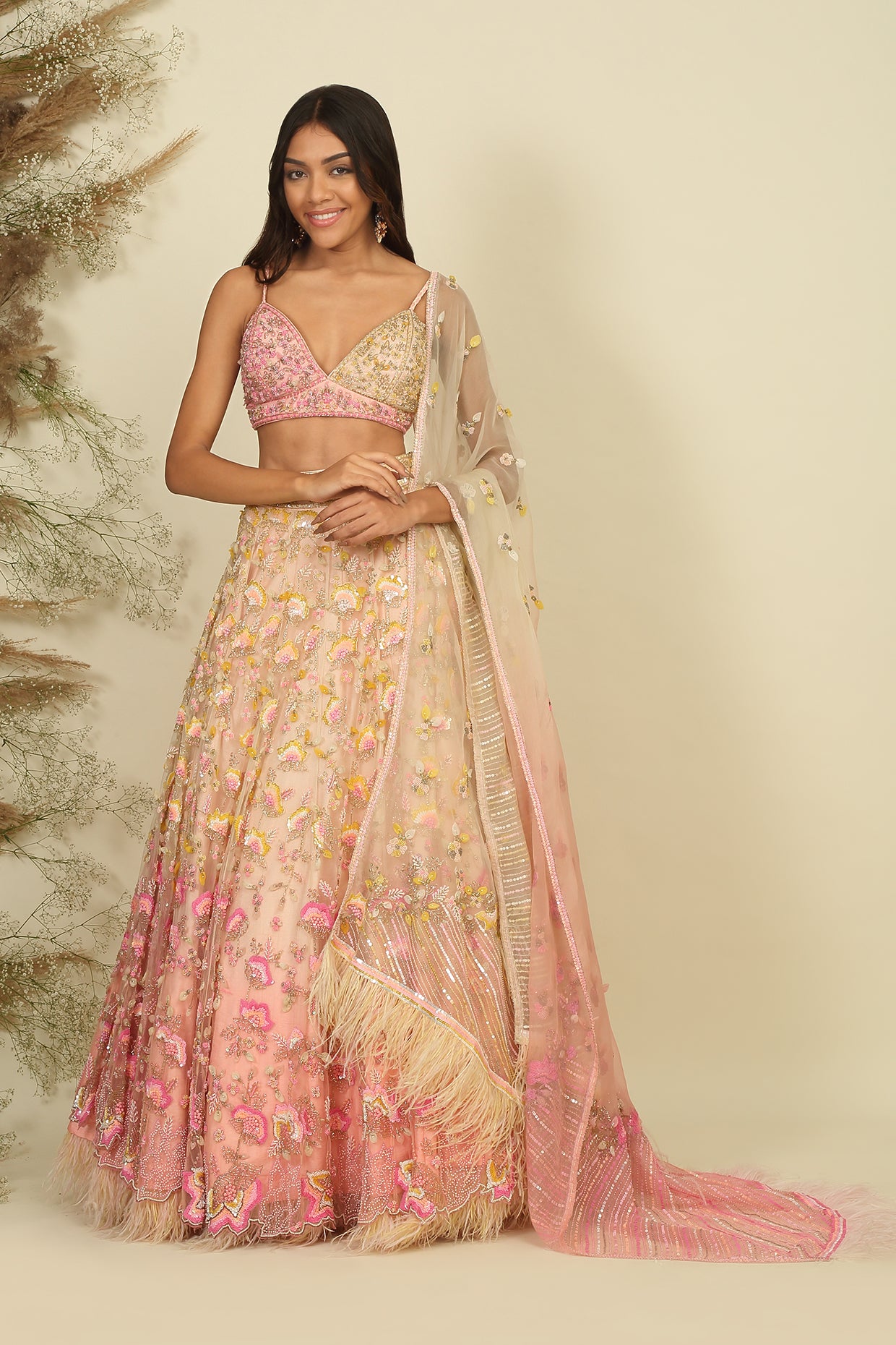 Whispering Petals : The Enchanting Bridal Lehenga