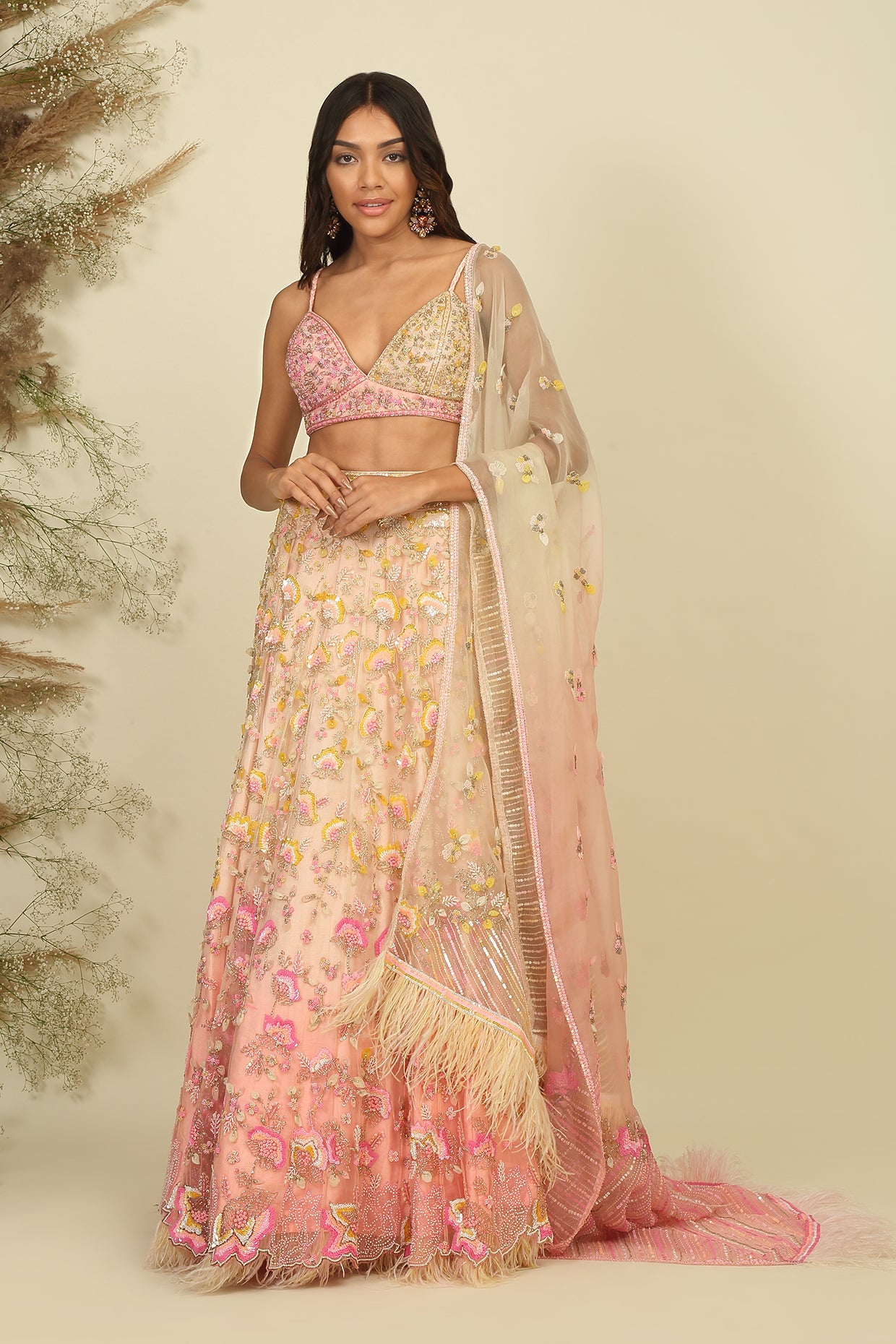 Whispering Petals : The Enchanting Bridal Lehenga