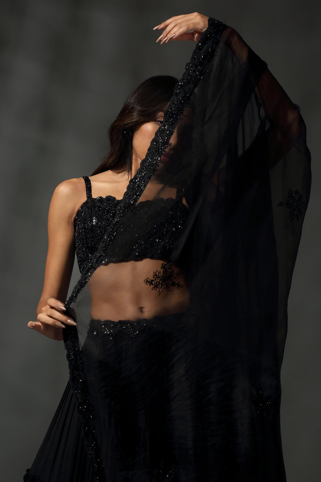 Black Hand Embroidered Lehenga Set