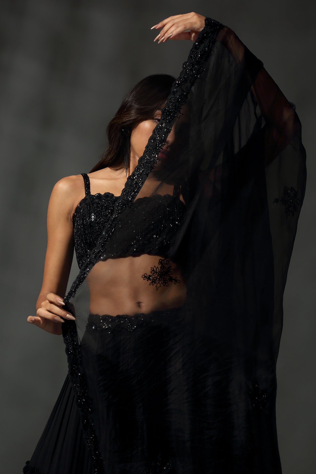 Black Hand Embroidered Lehenga Set