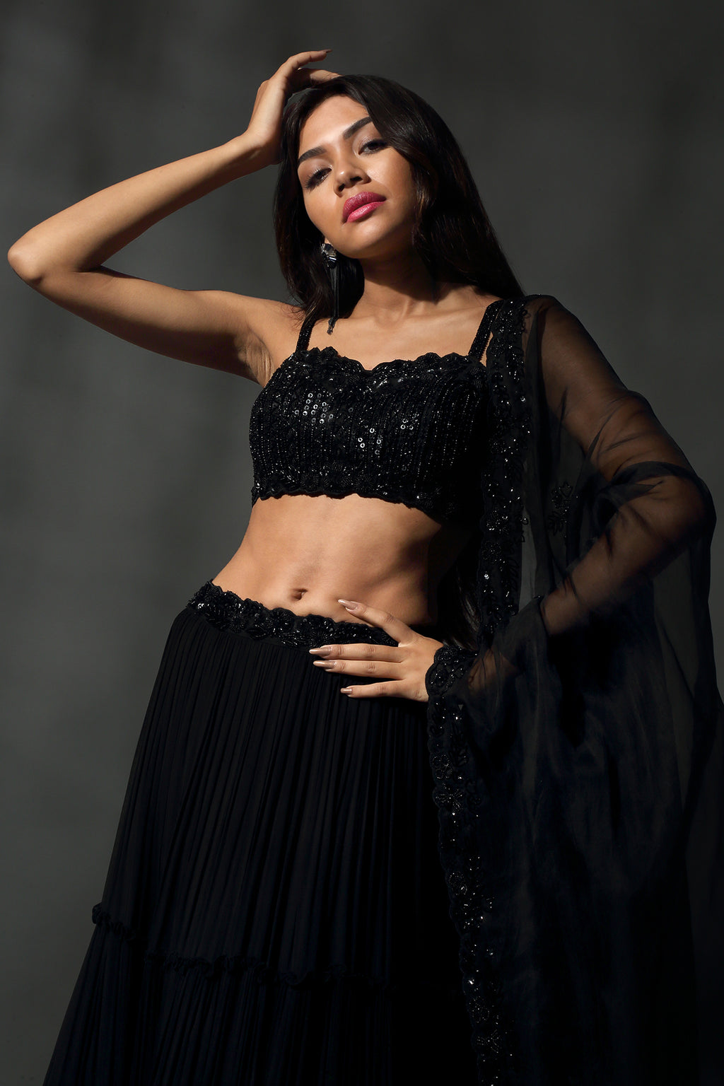 Black Hand Embroidered Lehenga Set