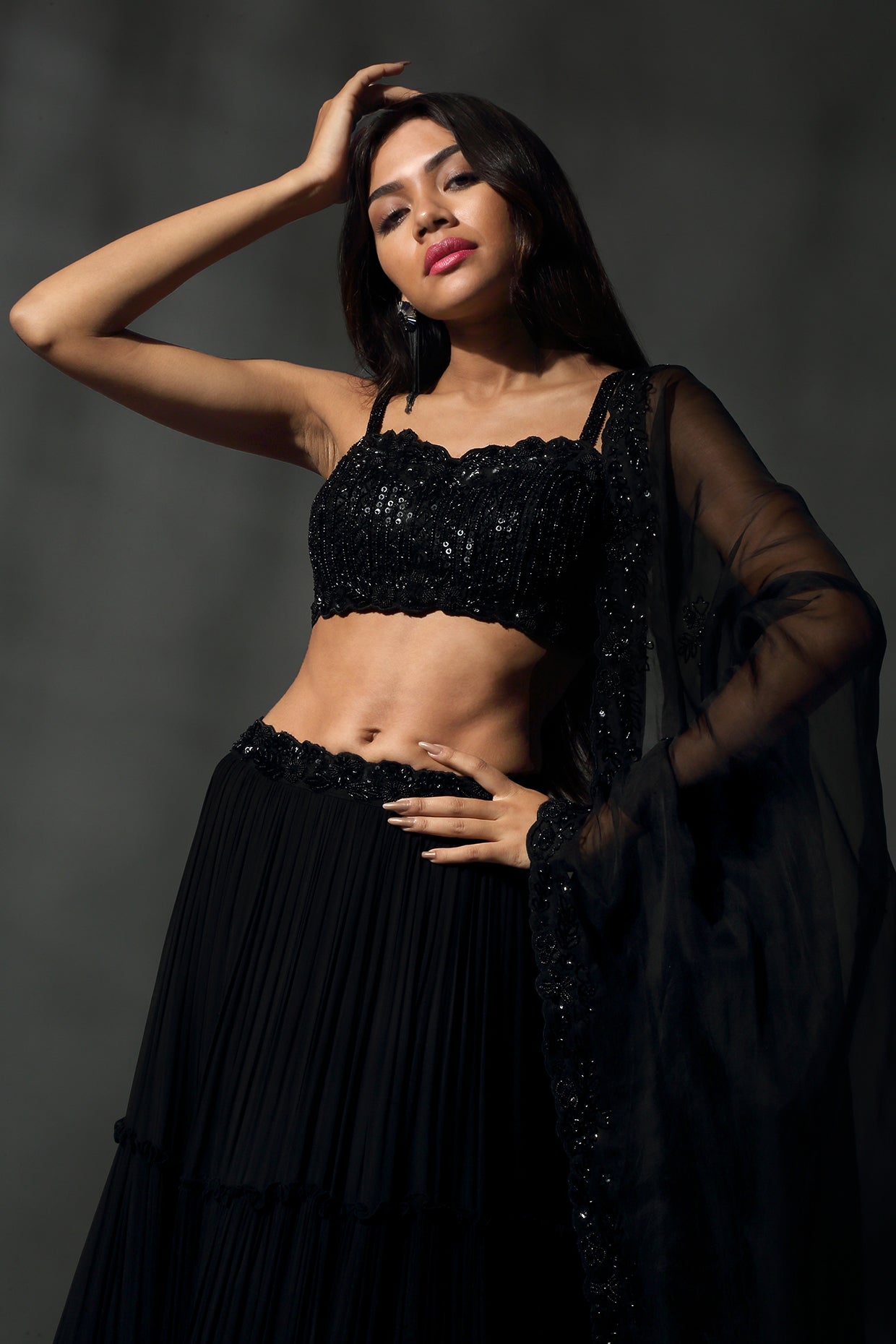 Black Hand Embroidered Lehenga Set