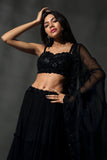 BLACK HAND EMBROIDERED LEHENGA SET