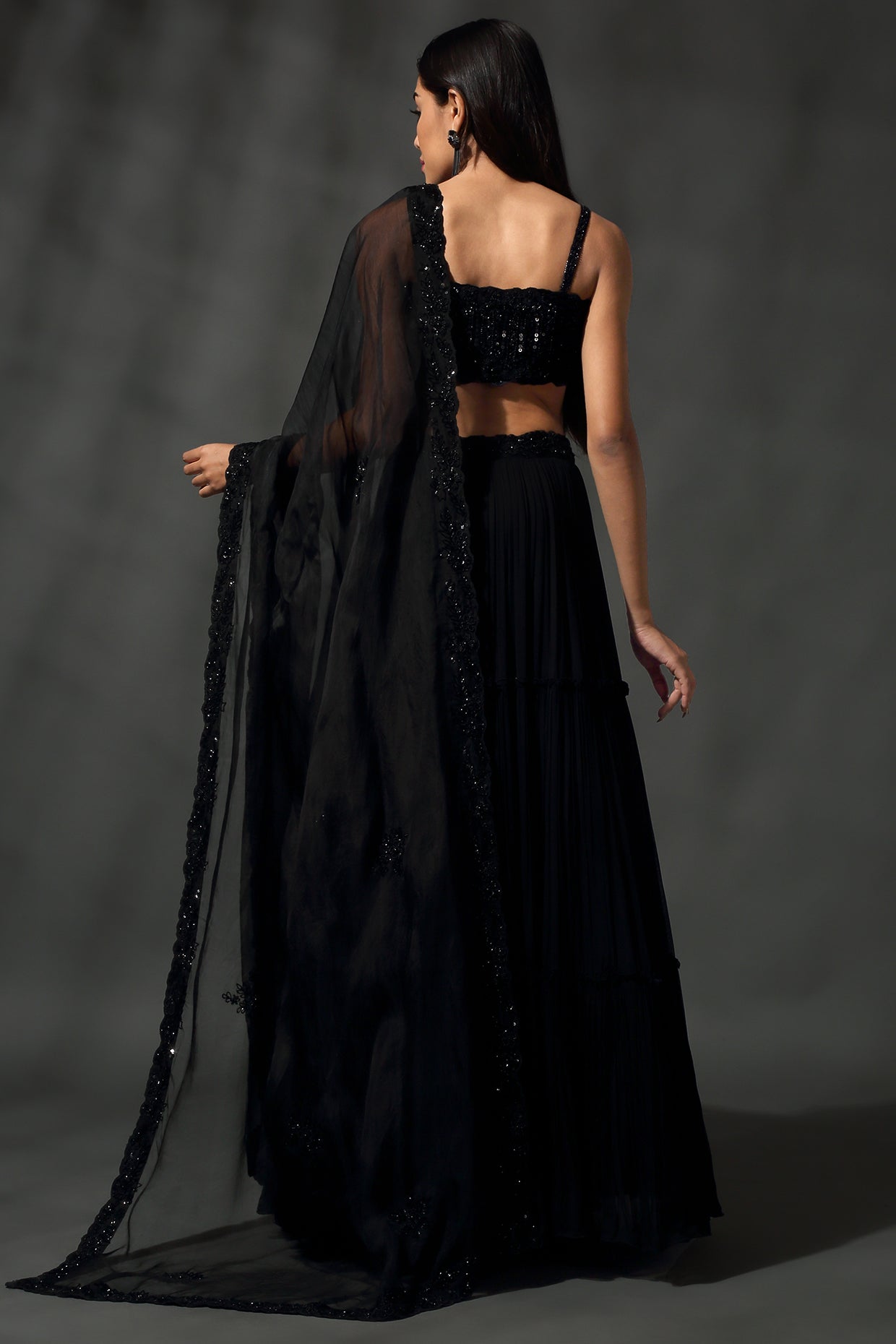Black Hand Embroidered Lehenga Set