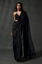 Black Pre Stitched Drape Saree
