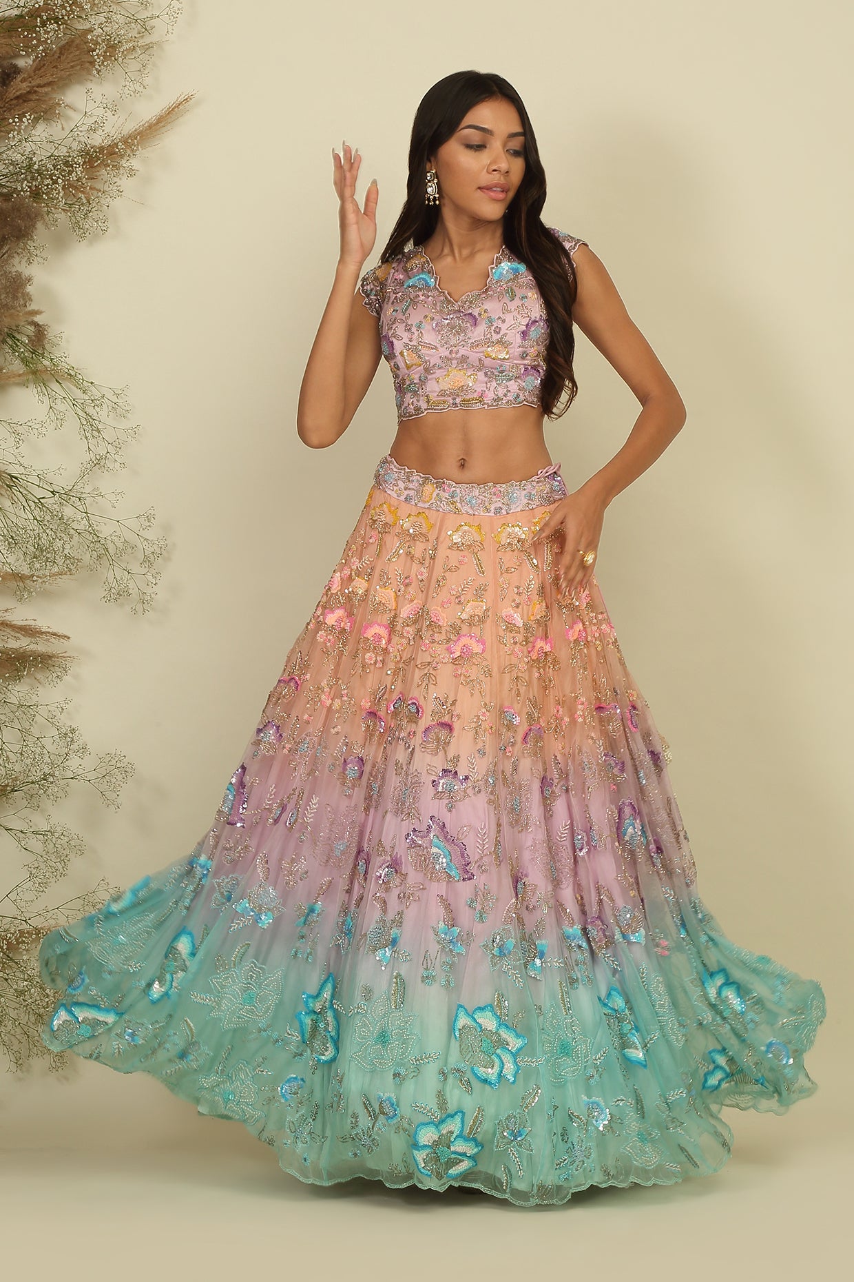 Colourburst Charm : The Unique Multicolored Lehenga