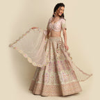 Blush Pink Hand Embroidered Bridal Lehenga Set