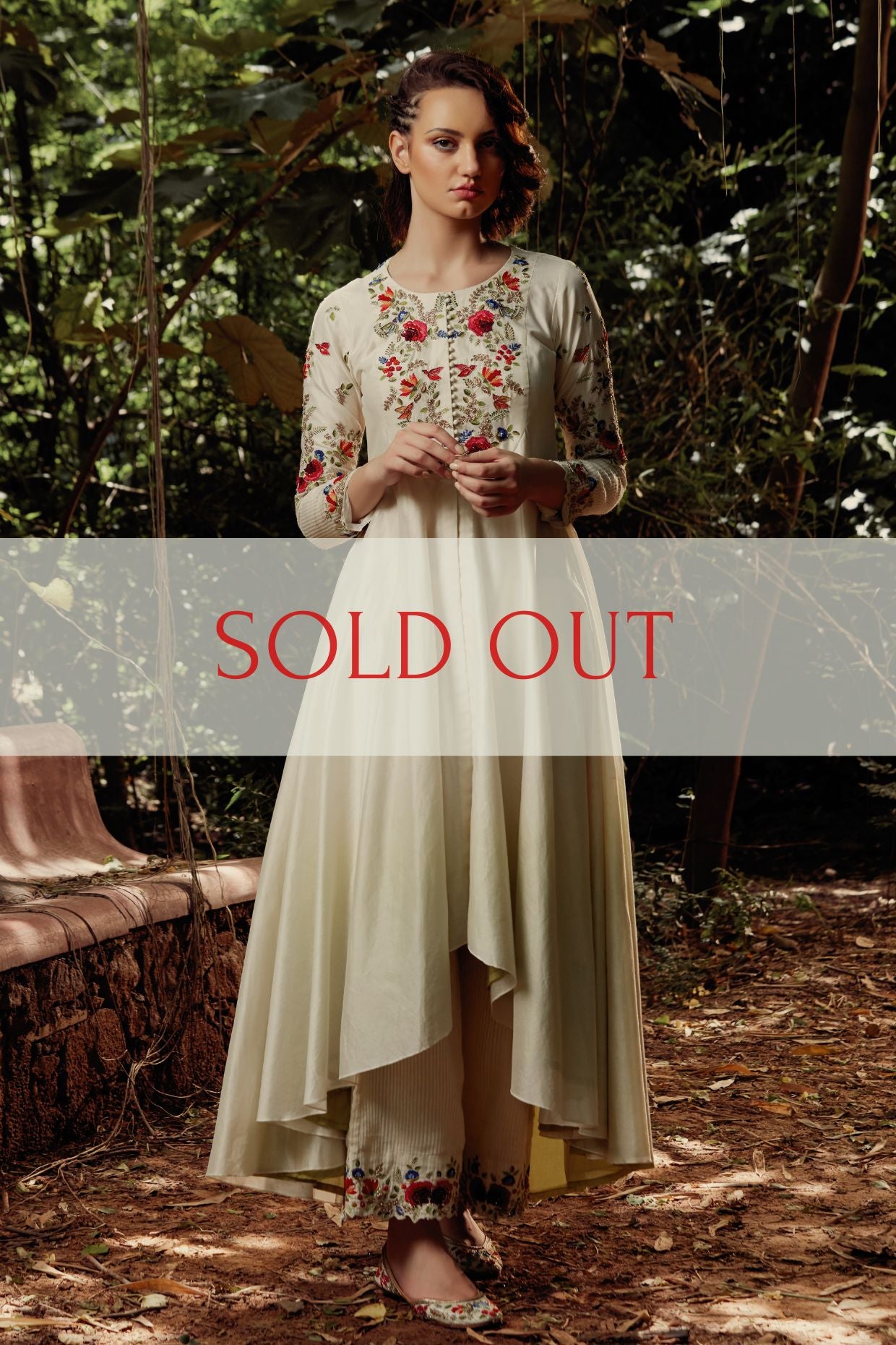 SALE - Ivory Ombre Dyed Embroidered Plazo Set