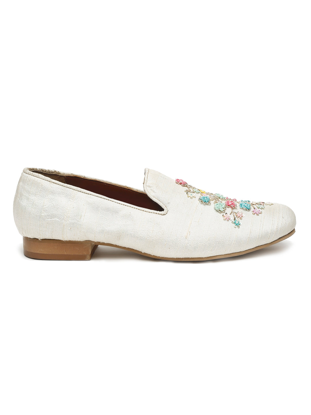 Ivory Raw Silk Mens Jutti
