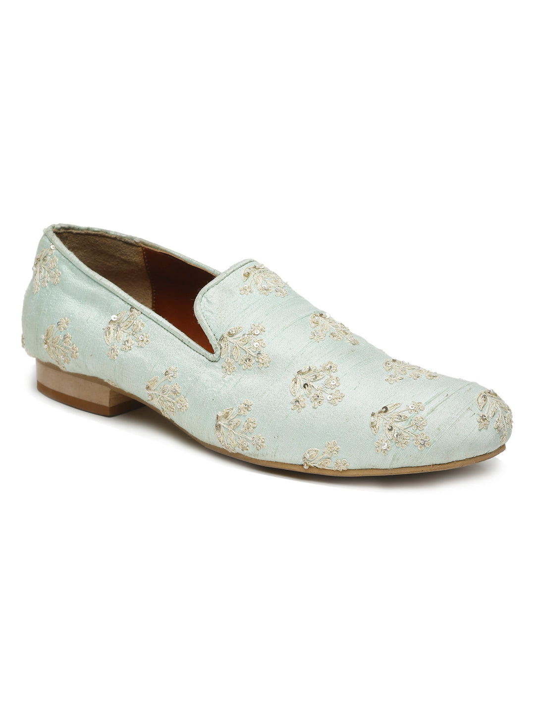 MINT GREEN RAW SILK MEN'S JUTTI