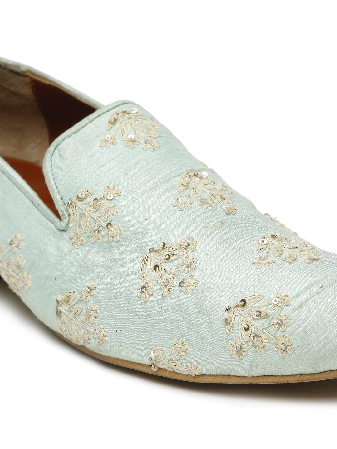 MINT GREEN RAW SILK MEN'S JUTTI