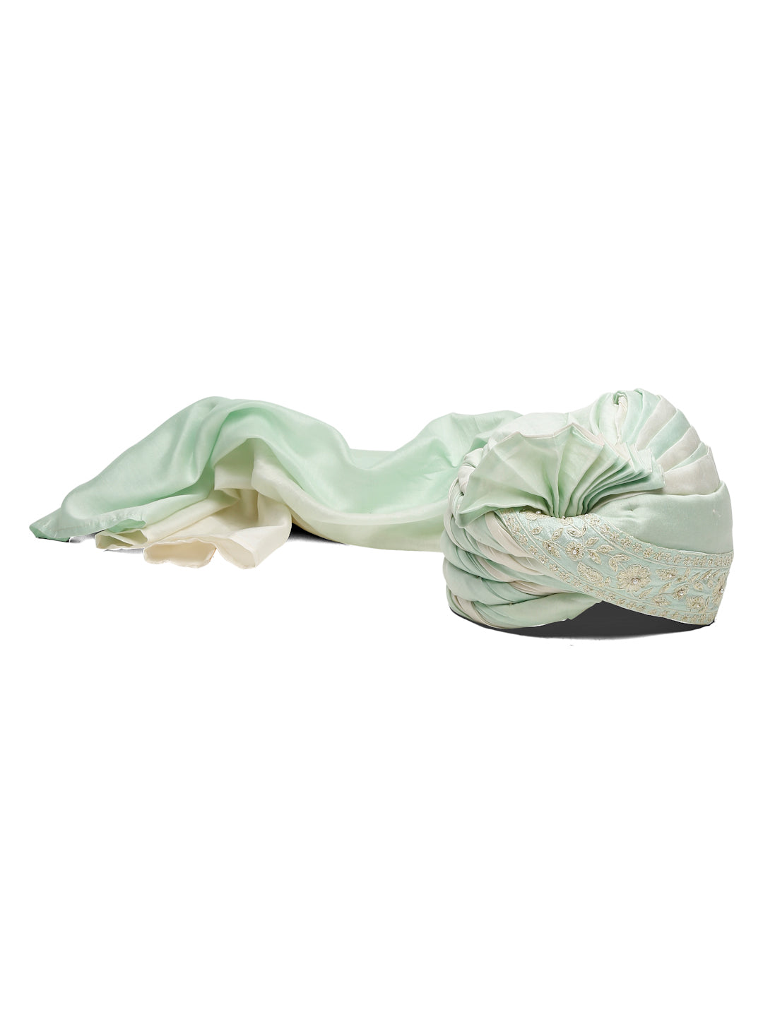 Ombre  Dyed Sky Blue And Ivory  Men'S Pagri