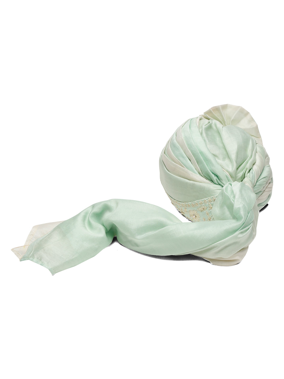 Ombre  Dyed Sky Blue And Ivory  Men'S Pagri
