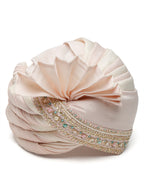 Baby Pink And Ivory Ombre Dyed Mens Pagri