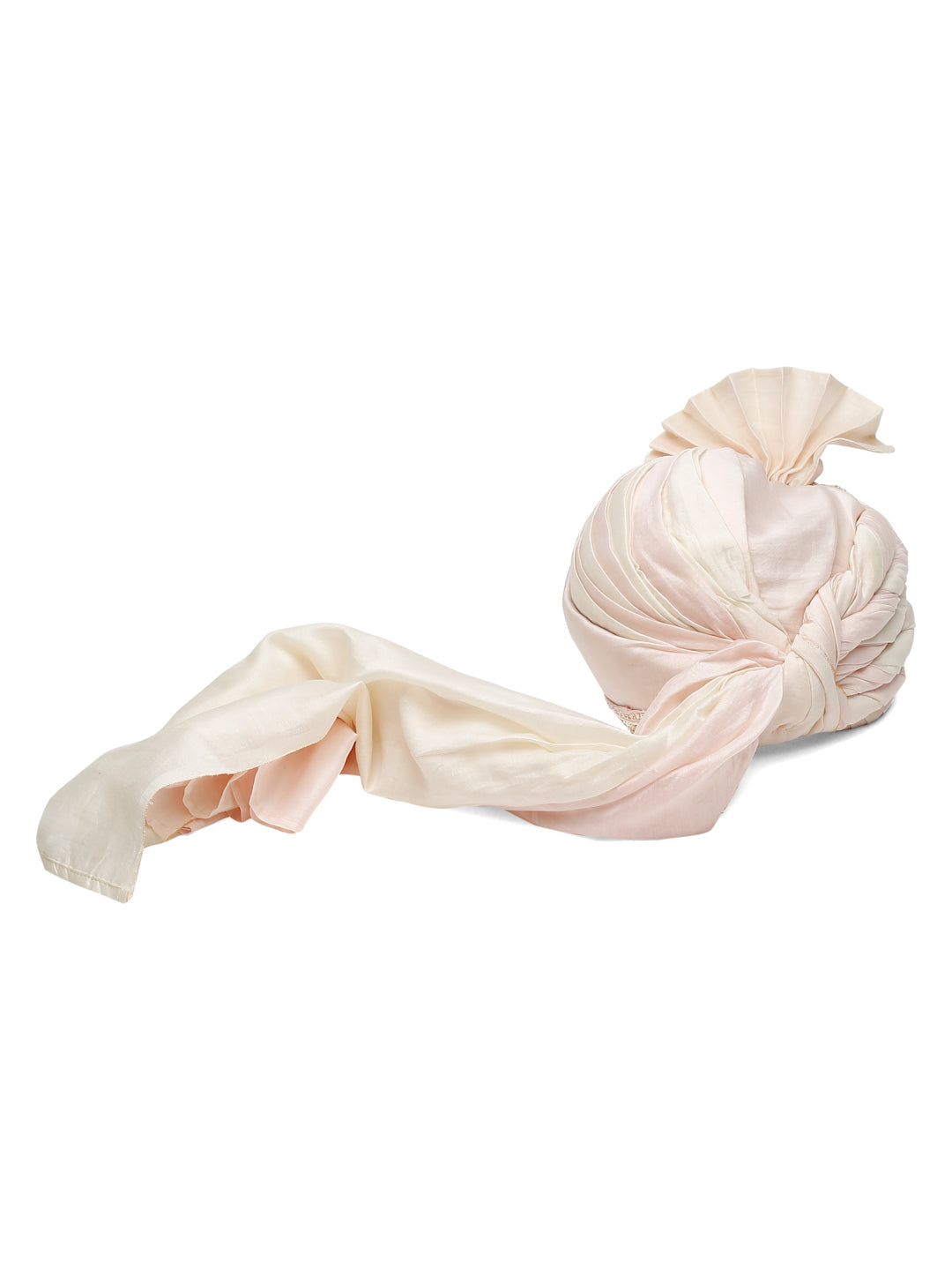 Baby Pink And Ivory Ombre Dyed Mens Pagri