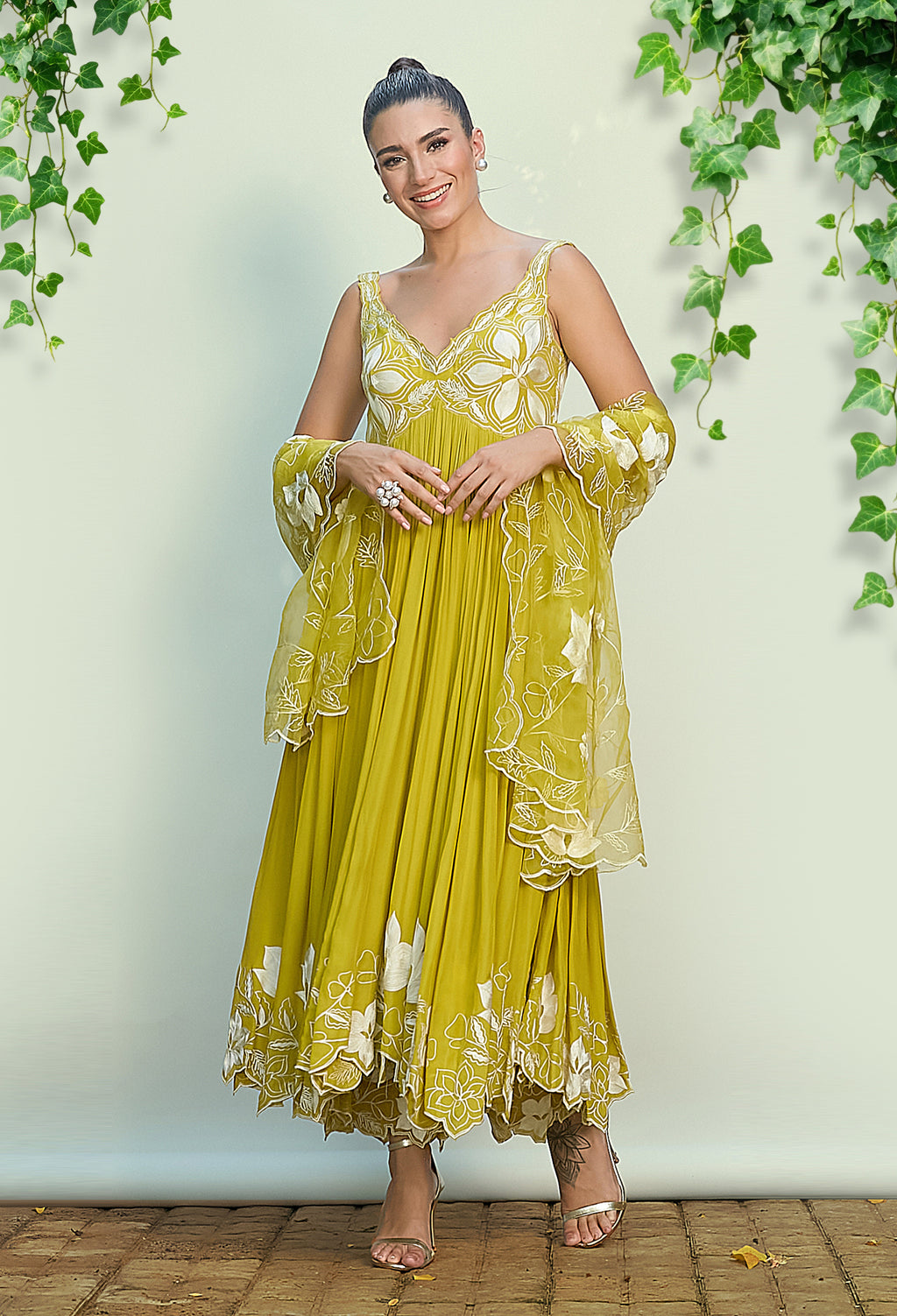 Sheen Green Anarkali Set