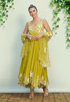 Sheen Green Anarkali Set