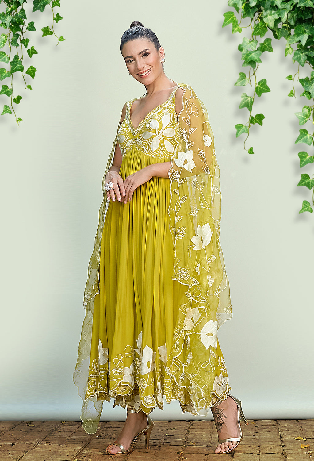 Sheen Green Anarkali Set