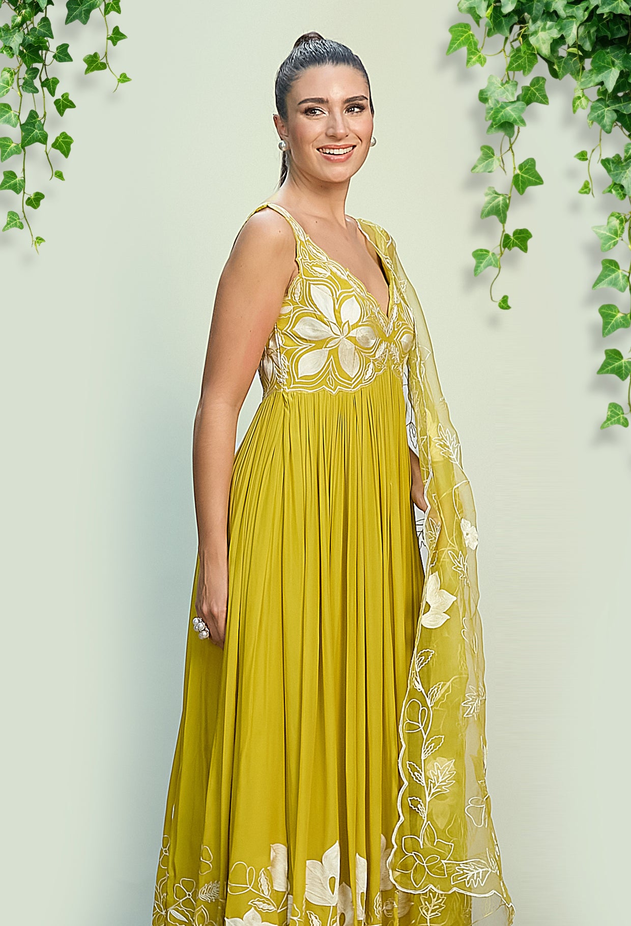 Sheen Green Anarkali Set