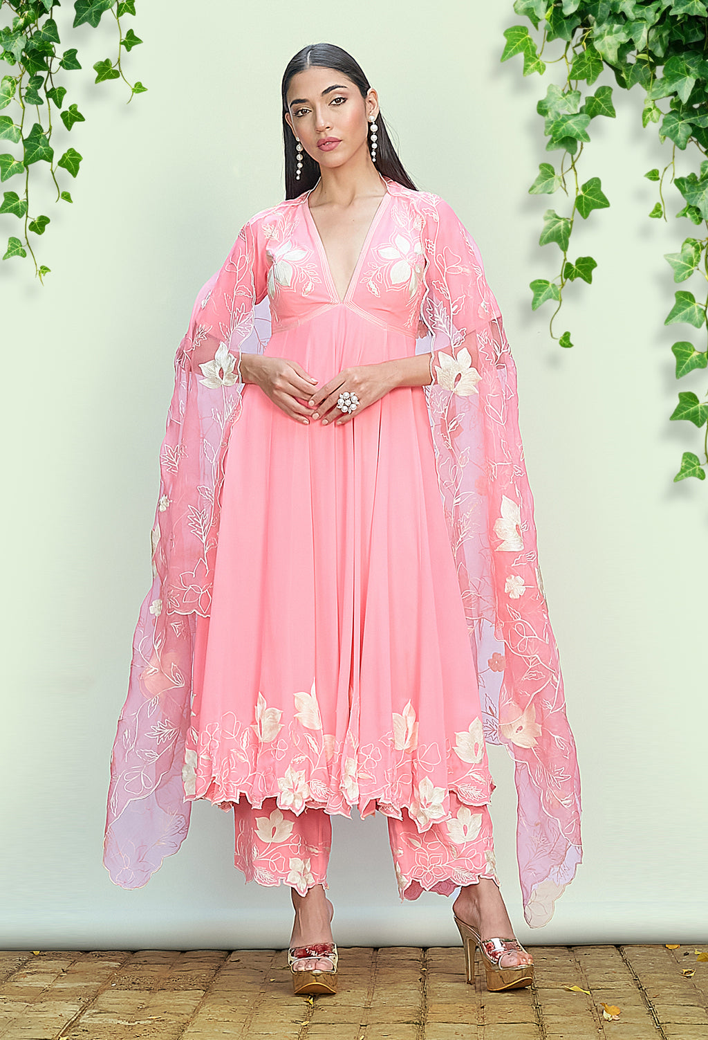 Bubblegum Pink Anarkali Set