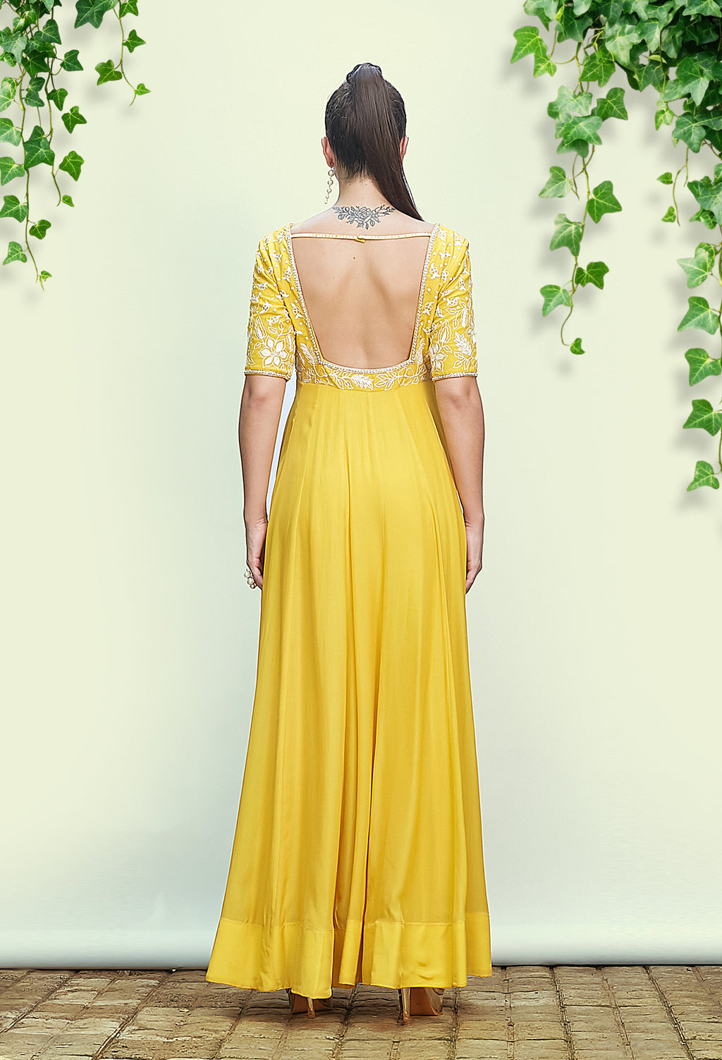 Golden Yellow Anarkali Set