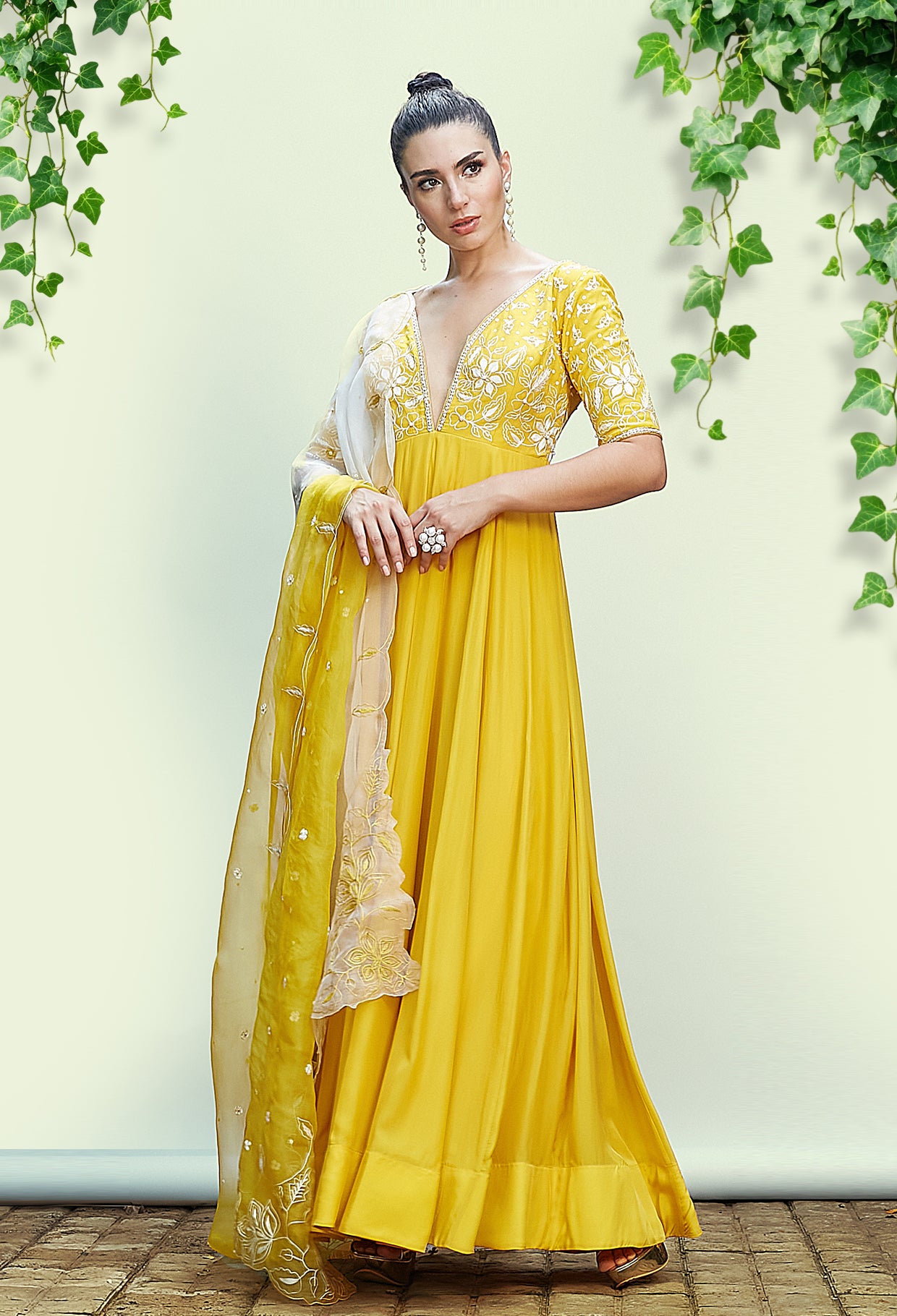 Golden Yellow Anarkali Set