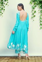 Bright Turquoise Anarkali Set